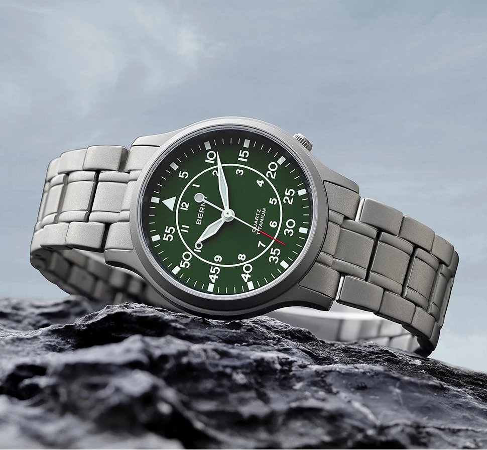 BERNY Full Titanium Watch For Men AR Coating Sapphire Fashion Wristwatch Luminous Ultra-thin Quartz Watch Waterproof 5ATM Watch