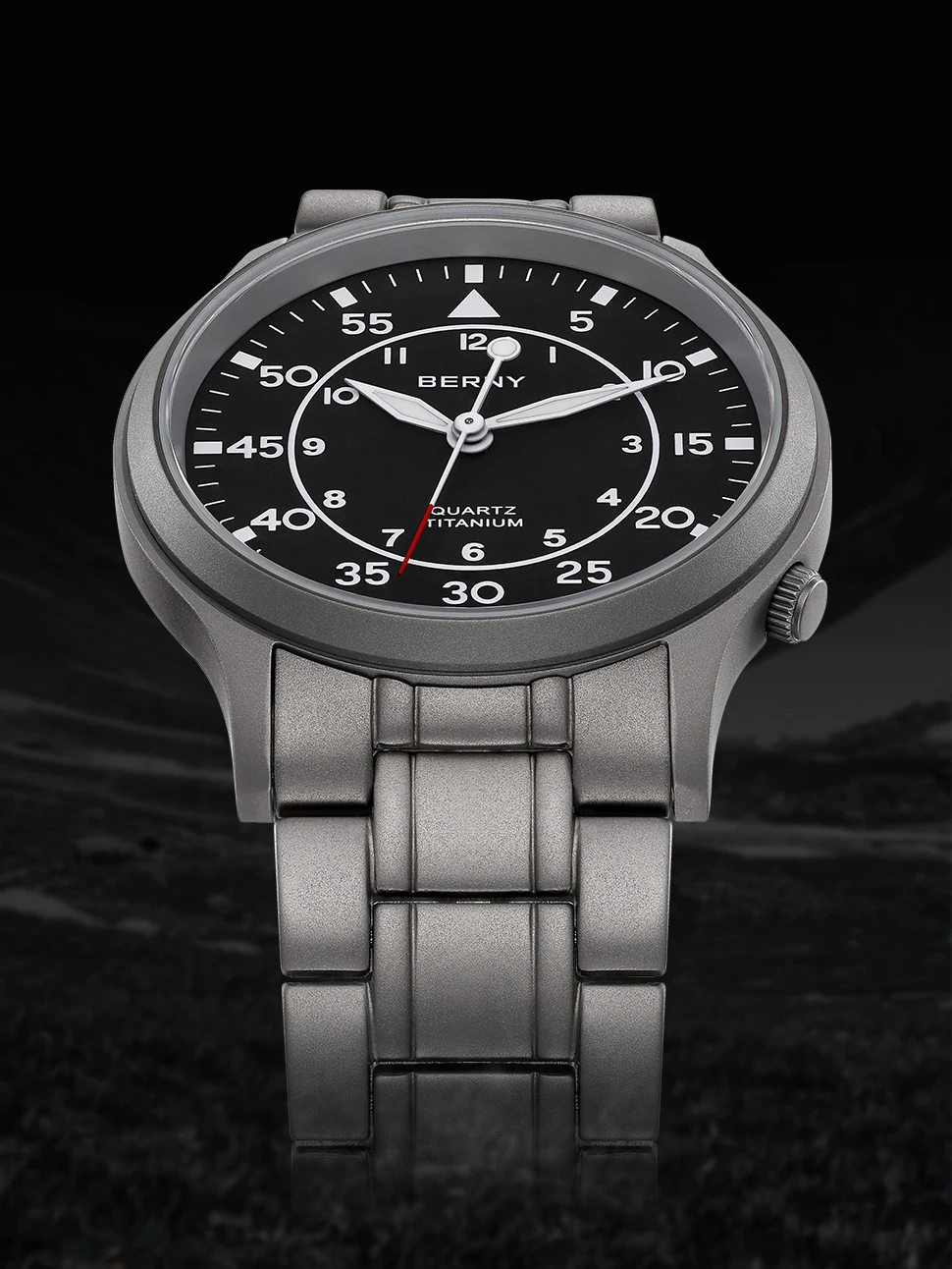 BERNY Full Titanium Watch For Men AR Coating Sapphire Fashion Wristwatch Luminous Ultra-thin Quartz Watch Waterproof 5ATM Watch