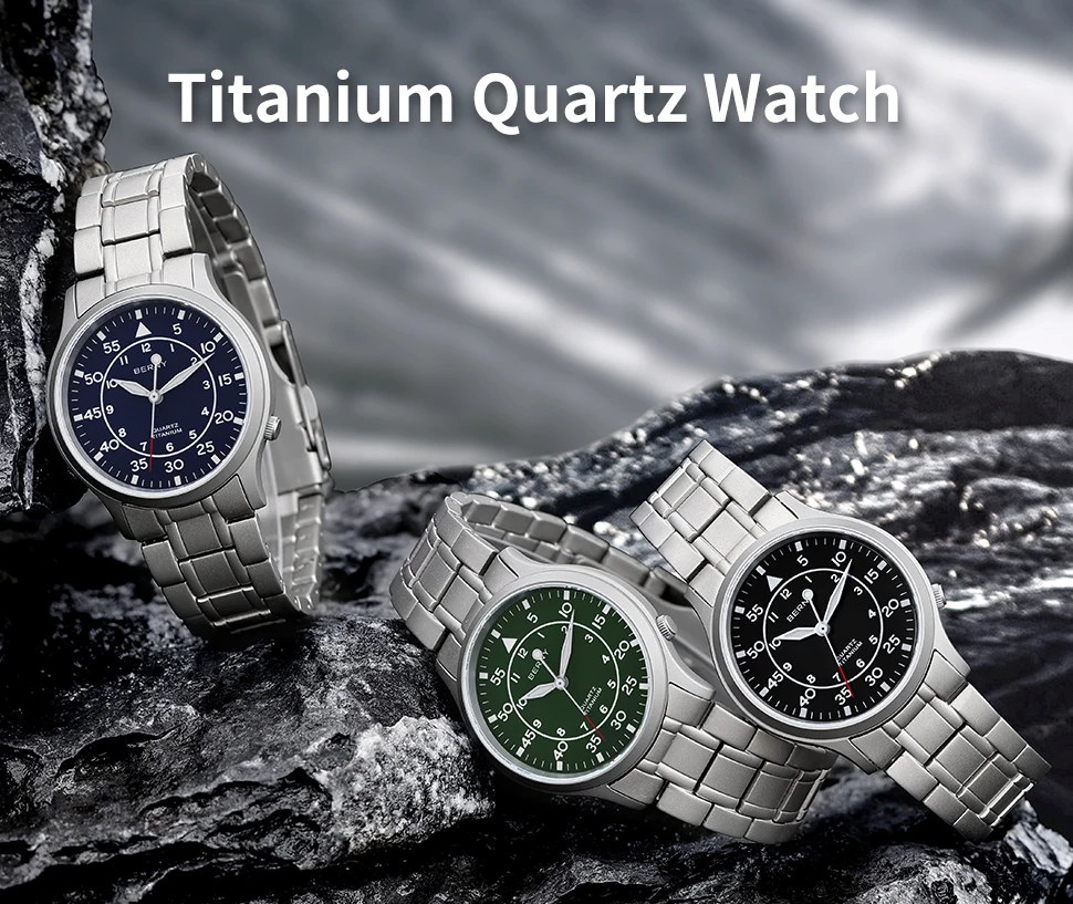 BERNY Full Titanium Watch For Men AR Coating Sapphire Fashion Wristwatch Luminous Ultra-thin Quartz Watch Waterproof 5ATM Watch