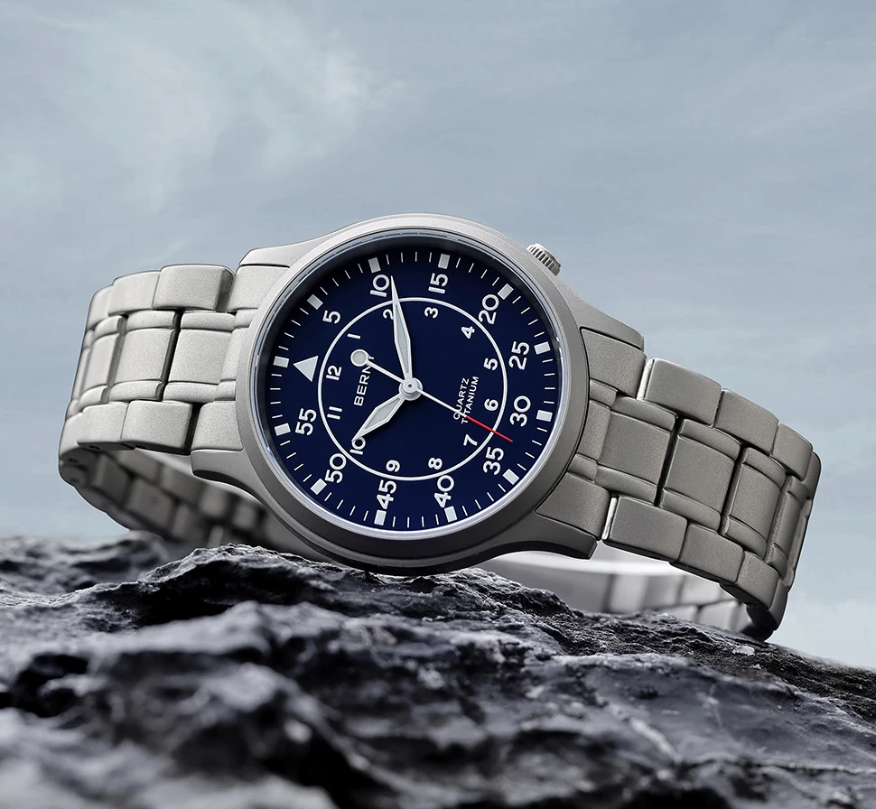 BERNY Full Titanium Watch For Men AR Coating Sapphire Fashion Wristwatch Luminous Ultra-thin Quartz Watch Waterproof 5ATM Watch