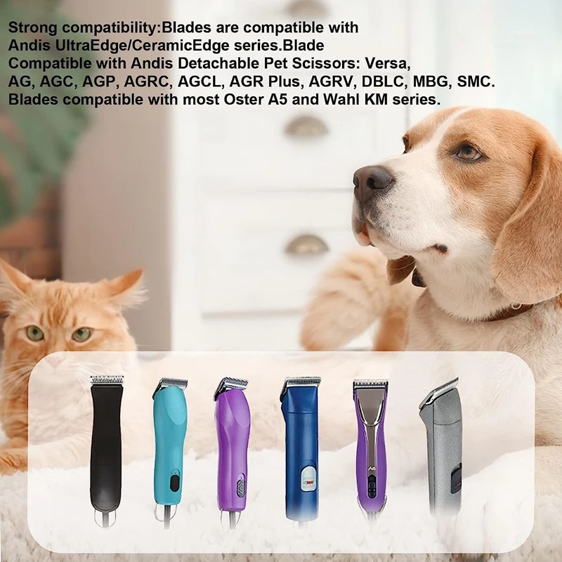Detachable Pet Dog Animal Clipper Ceramic Blade set Compatible with Most Andis,Oster A5,Wahl KM10 Series Clippers,#10/#30/#40