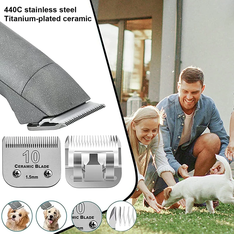 Detachable Pet Dog Animal Clipper Ceramic Blade set Compatible with Most Andis,Oster A5,Wahl KM10 Series Clippers,#10/#30/#40