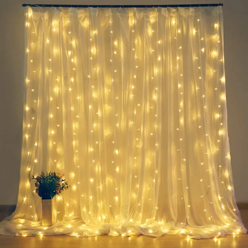 6x3M/3x3m Curtain Garland on The Window USB Power Fairy Lights Festoon with Remote New Year Garland Led Lights Christmas Decor