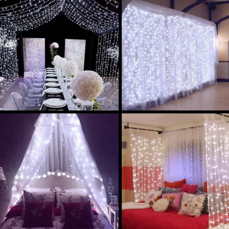 6x3M/3x3m Curtain Garland on The Window USB Power Fairy Lights Festoon with Remote New Year Garland Led Lights Christmas Decor