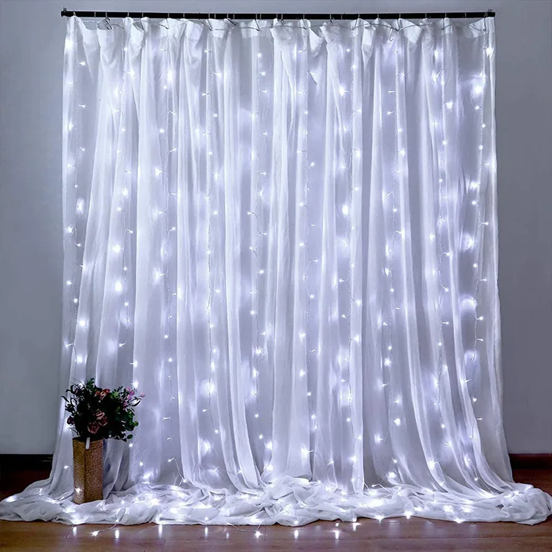 6x3M/3x3m Curtain Garland on The Window USB Power Fairy Lights Festoon with Remote New Year Garland Led Lights Christmas Decor