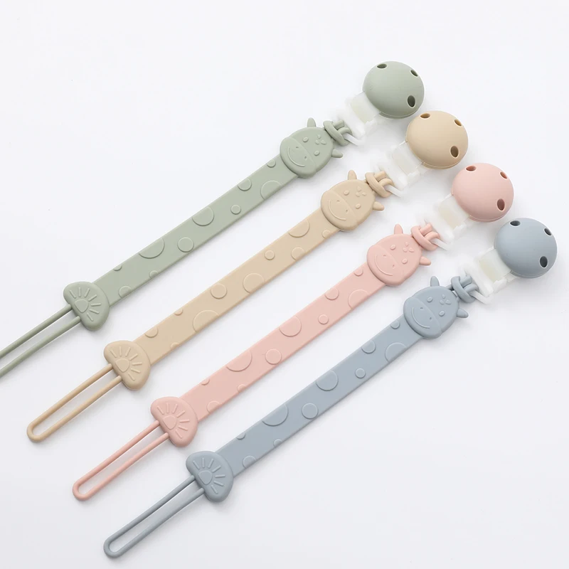 Silicone Pacifier Clips, BPA Free One-Piece Design Pacifier Holder for Baby Boy and Girl 3 Month+, Baby Accessories