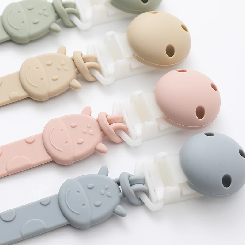 Silicone Pacifier Clips, BPA Free One-Piece Design Pacifier Holder for Baby Boy and Girl 3 Month+, Baby Accessories