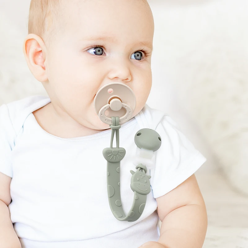 Silicone Pacifier Clips, BPA Free One-Piece Design Pacifier Holder for Baby Boy and Girl 3 Month+, Baby Accessories