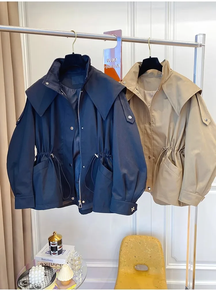 Long-Sleeved Casual Short Trench Waist Party Design Jacket Chic Girls Short Comfortable Fashion Korean Vintage Tops For Women