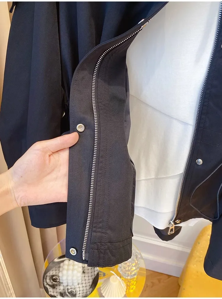 Long-Sleeved Casual Short Trench Waist Party Design Jacket Chic Girls Short Comfortable Fashion Korean Vintage Tops For Women