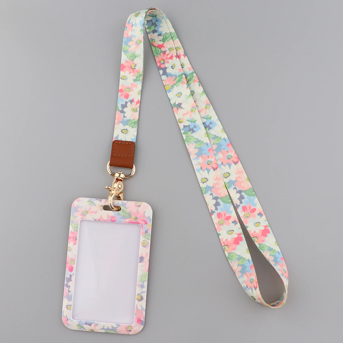 Ransitute R2806 Flowers Fashion Lanyards Id Badge Holder Bus Pass Case Cover Slip Bank Credit Card Holder Strap Cardholder