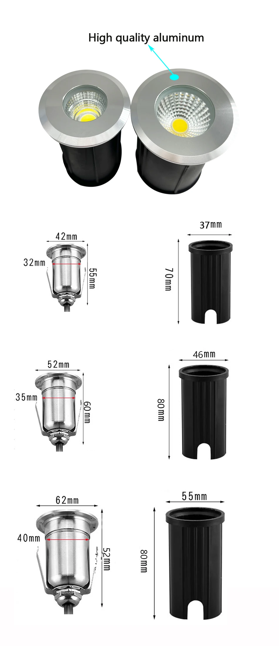 5W 3W 1W Waterproof LED Underground Light Outdoor Ground Garden Path Floor Buried Yard Spot Landscape IP67 DC12V AC220V
