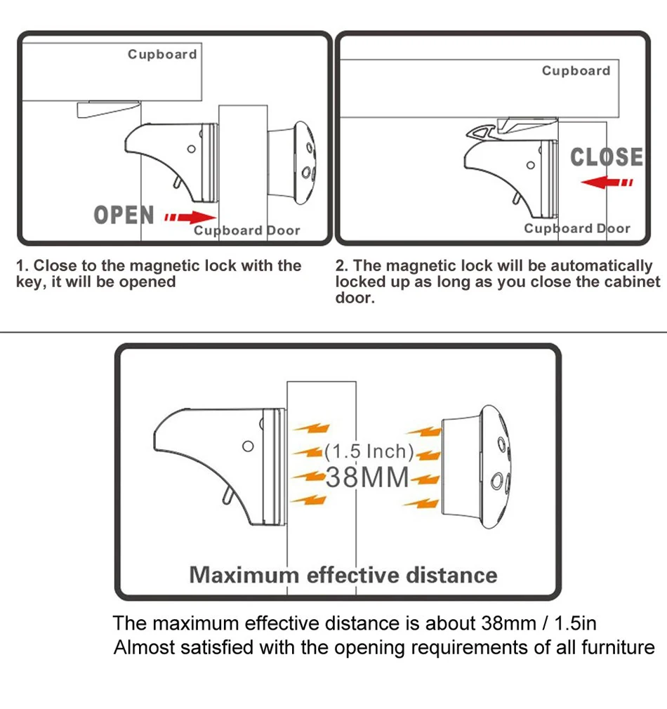 HONTUSEC Kids Security Baby Lock Magnetic Child Lock Cabinet Drawer Door Lock Children Protection Lock No Drilling Baby Lock