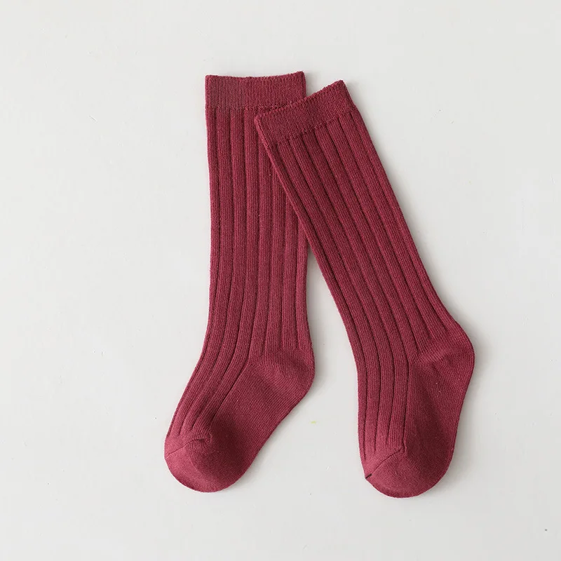 New Fashion Solid Baby Boys Girls Knee High Long Socks Cotton Breathable Stripe Soft Kids Sock Children School Uniform Socks