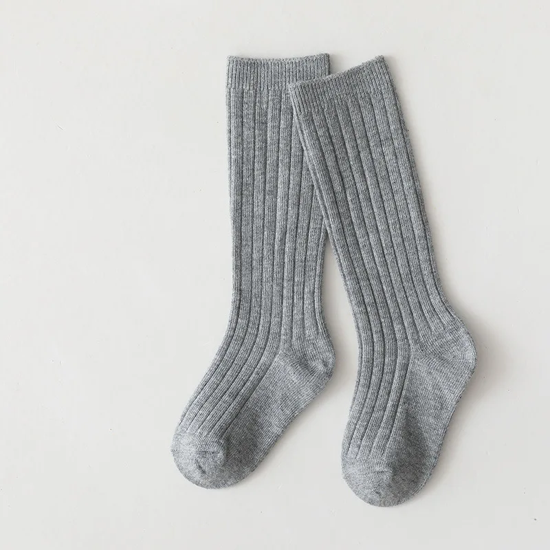 New Fashion Solid Baby Boys Girls Knee High Long Socks Cotton Breathable Stripe Soft Kids Sock Children School Uniform Socks