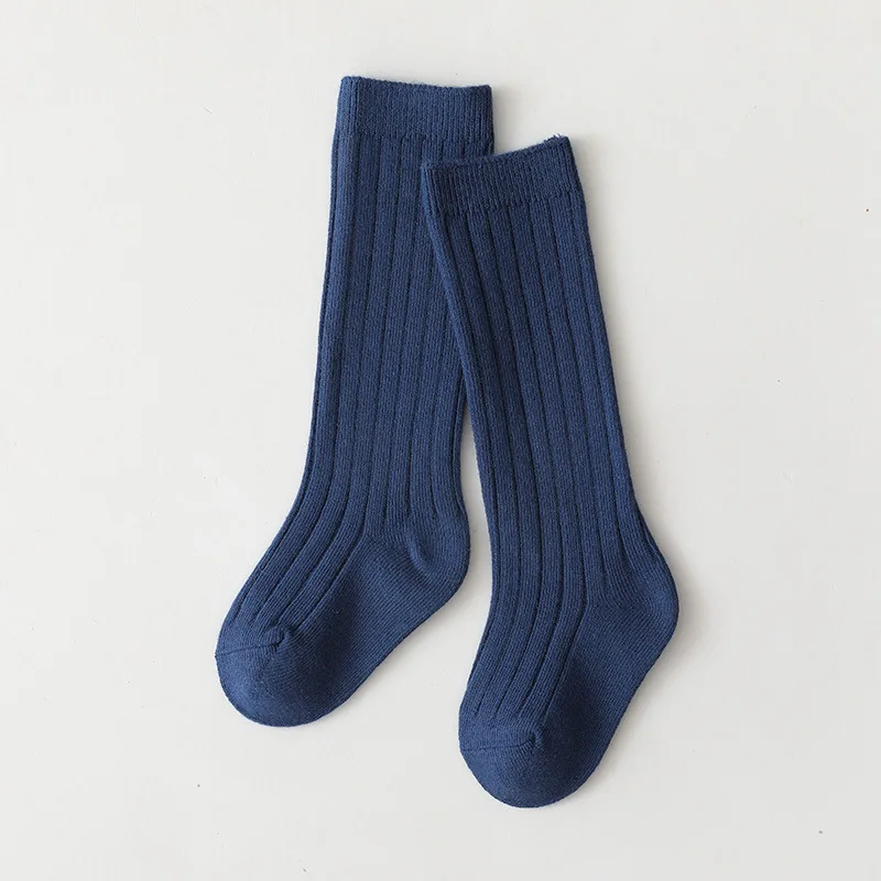 New Fashion Solid Baby Boys Girls Knee High Long Socks Cotton Breathable Stripe Soft Kids Sock Children School Uniform Socks