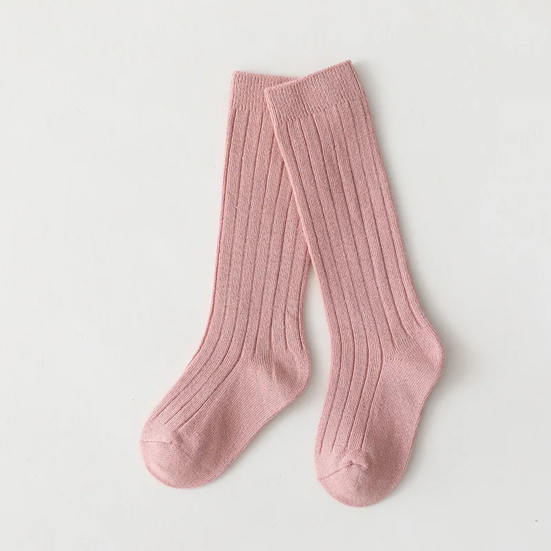 New Fashion Solid Baby Boys Girls Knee High Long Socks Cotton Breathable Stripe Soft Kids Sock Children School Uniform Socks