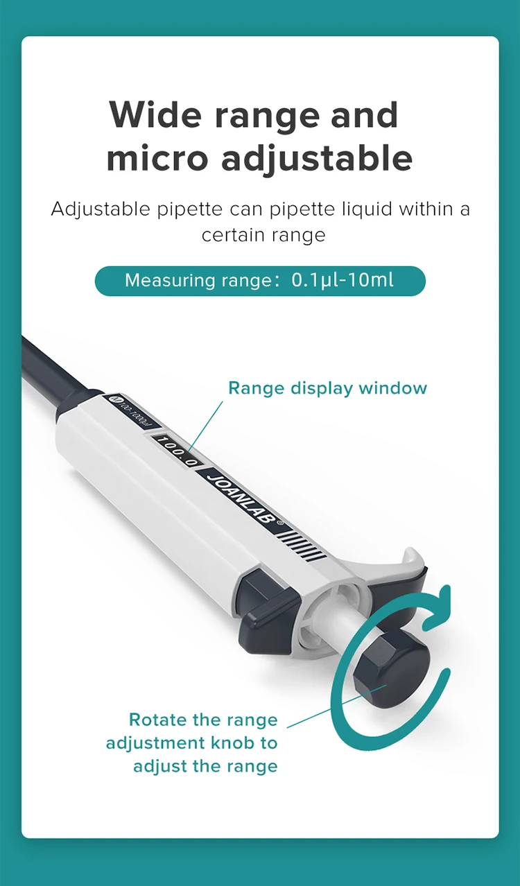 JOANLAB Micropipette Laboratory Automatic Pipette Digital Adjustable Plastic Pipette Chemistry Lab Equipment With Pipette Tips