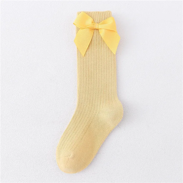 Children Girls Socks With Bows Cotton Baby Girls Socks Soft Toddlers Long Socks For Kids Princess Knee High Socks for Girls 0-8Y