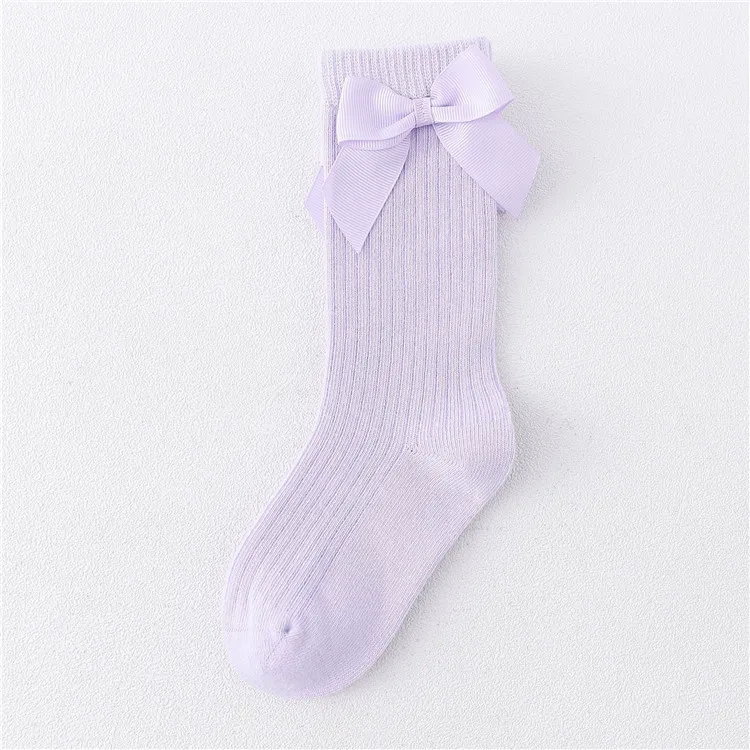 Children Girls Socks With Bows Cotton Baby Girls Socks Soft Toddlers Long Socks For Kids Princess Knee High Socks for Girls 0-8Y