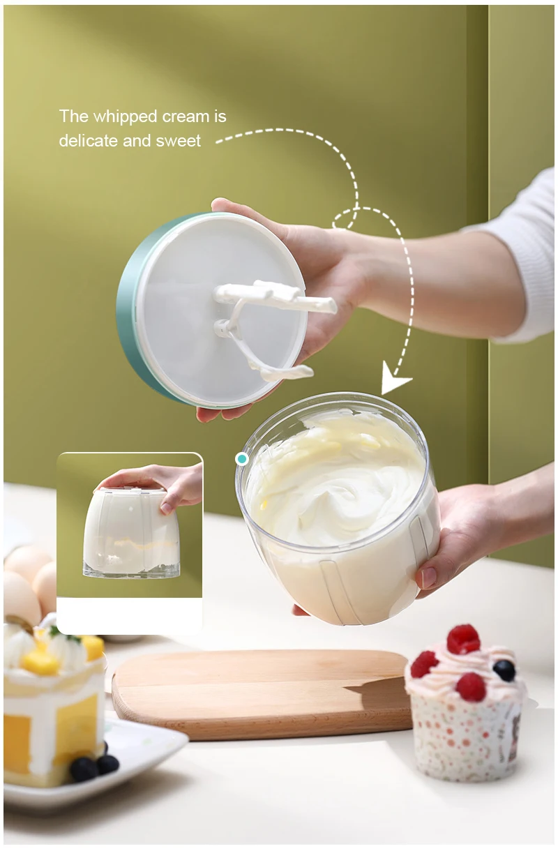 Household Automatic Whisk Electric Milk Frother Whipped Cream Mixer USB Rechargeable Food Blender Whisk Wireless Stand Mixer
