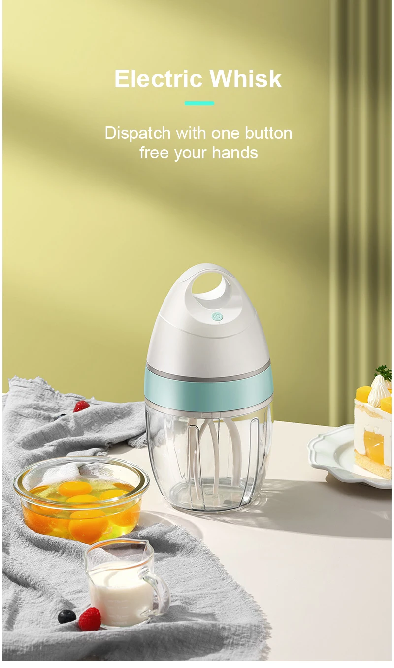 Household Automatic Whisk Electric Milk Frother Whipped Cream Mixer USB Rechargeable Food Blender Whisk Wireless Stand Mixer