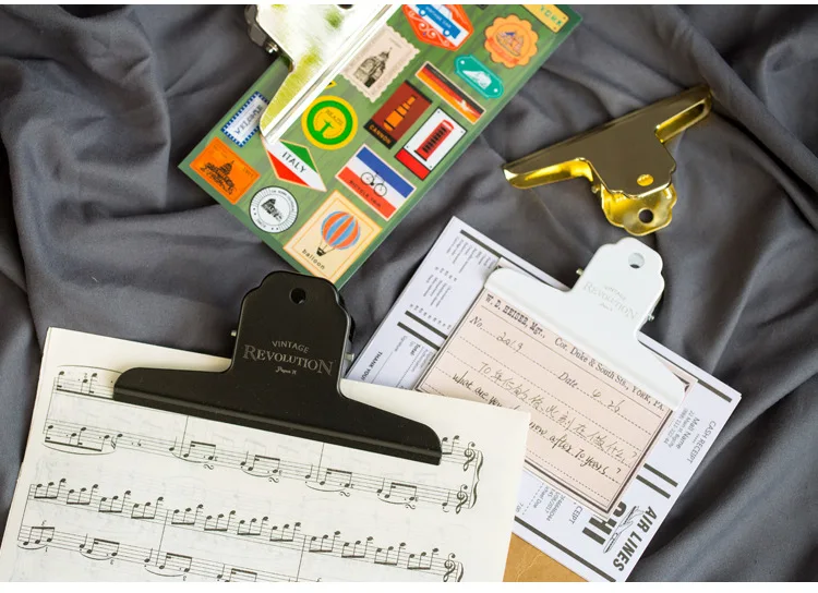 Retro Metal Wide Binder Clip Big Black Gold Binder Paper Clips Metal Hinge Clip Clamps for Crafts Photos Office School Supplies