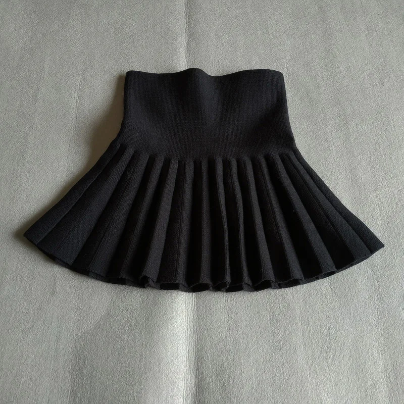 DE PEACH Winter Baby Girls Pleated Skirts Infant Kids Princess High Waist Knitted Mini Tutu Skirt Children Clothes 2-12Years