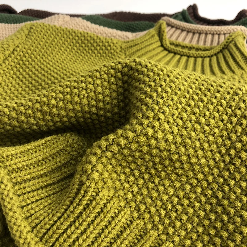 MILANCEL Winter Korean Style Kids Sweater Vintage Boys Knitwear Solid Turtleneck Girls Sweaters Coat