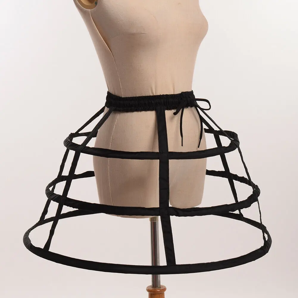 Girls 3 Hoops Crinoline Cage Bustle Petticoat Women Adjustable Pannier for dress