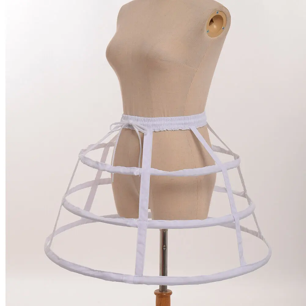 Girls 3 Hoops Crinoline Cage Bustle Petticoat Women Adjustable Pannier for dress