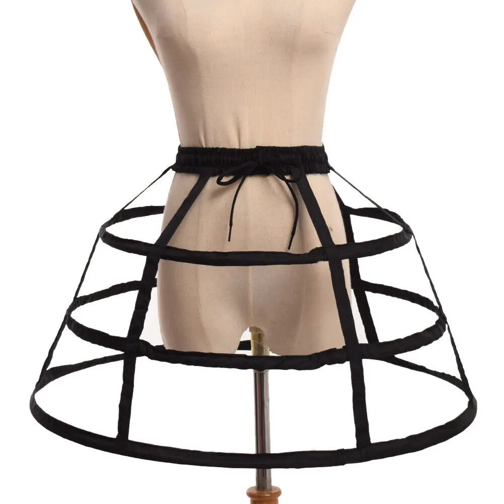 Girls 3 Hoops Crinoline Cage Bustle Petticoat Women Adjustable Pannier for dress