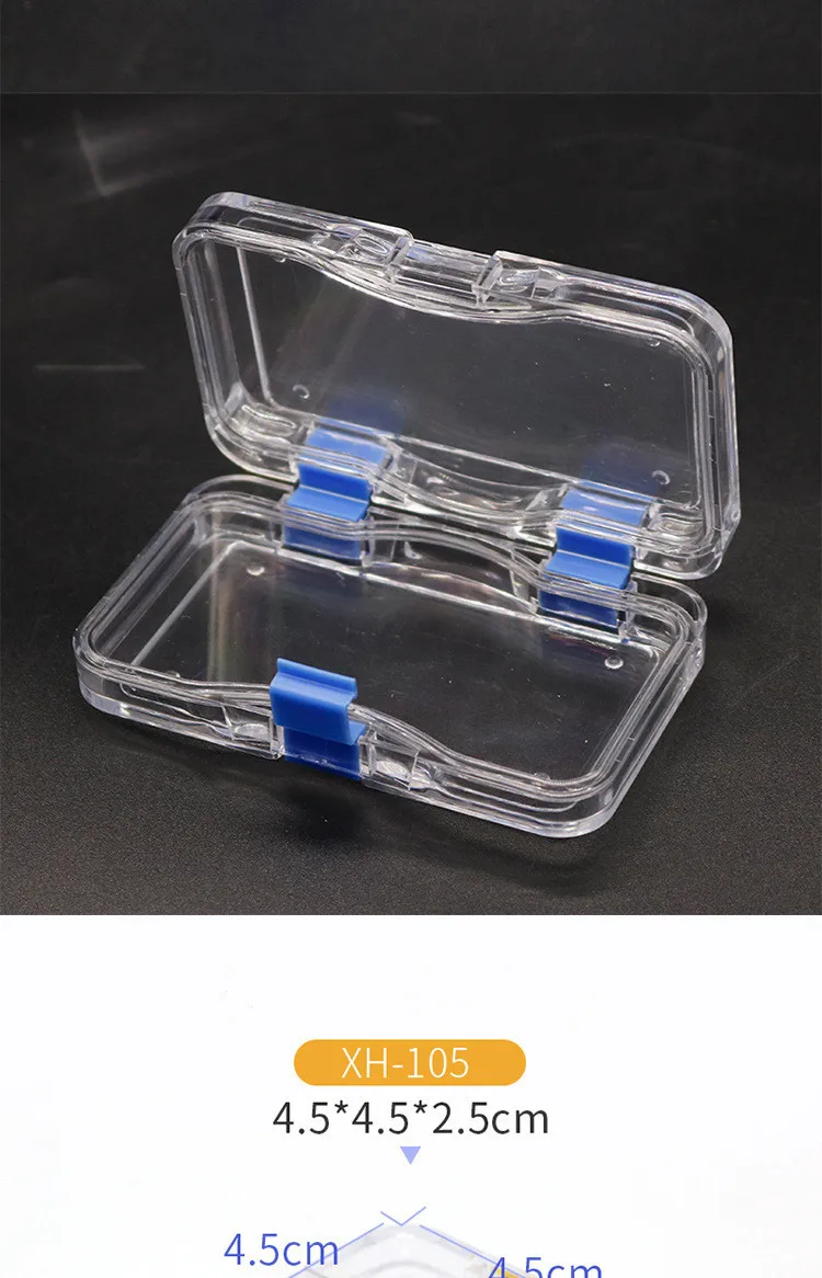 Plastic Transparent Dental Box Denture Storage Box with Film Membrane Colorful Hinge for Crown and Bridges