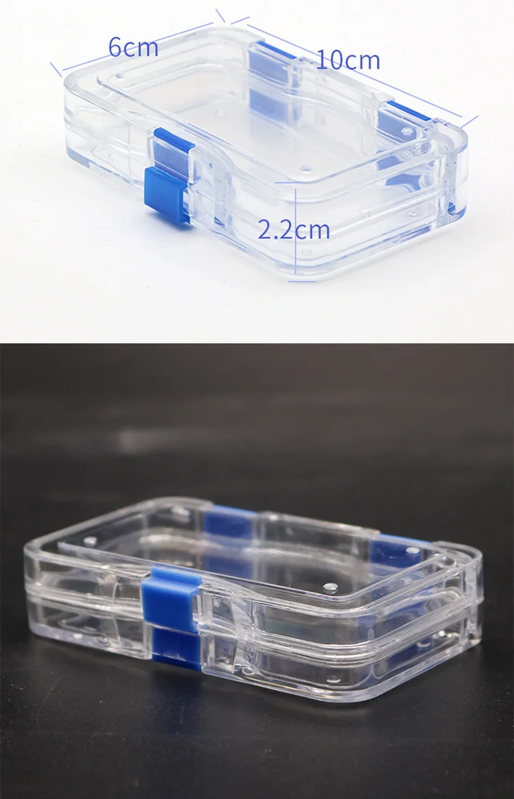 Plastic Transparent Dental Box Denture Storage Box with Film Membrane Colorful Hinge for Crown and Bridges