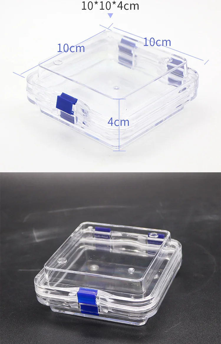 Plastic Transparent Dental Box Denture Storage Box with Film Membrane Colorful Hinge for Crown and Bridges