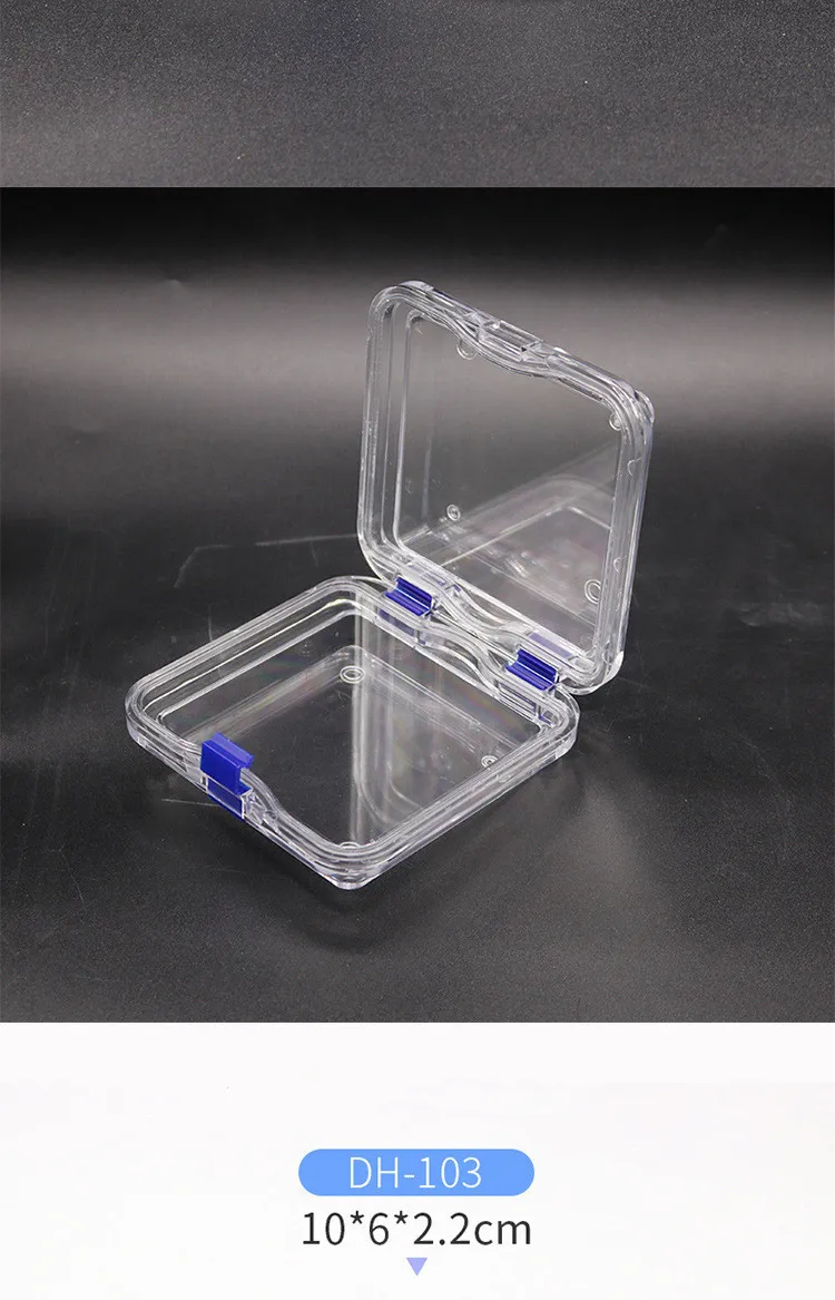 Plastic Transparent Dental Box Denture Storage Box with Film Membrane Colorful Hinge for Crown and Bridges