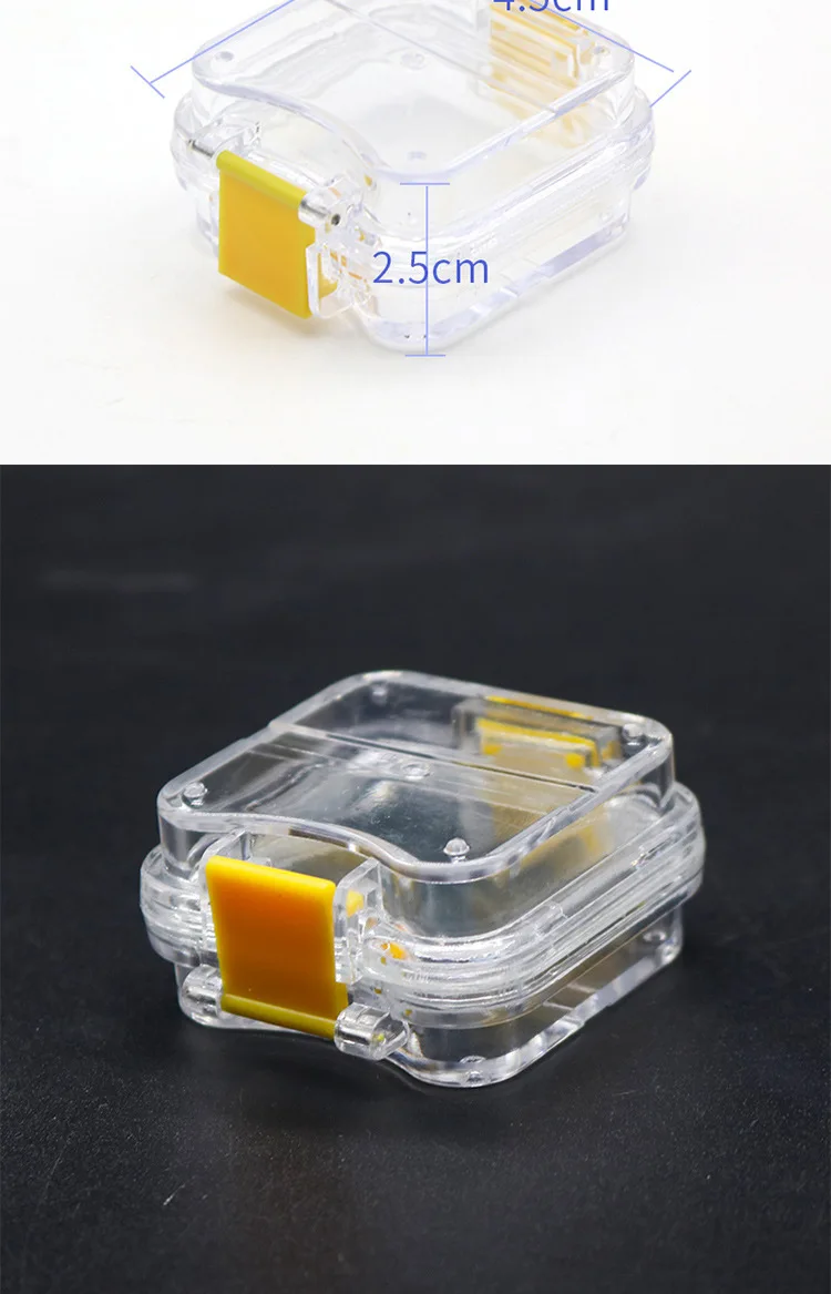 Plastic Transparent Dental Box Denture Storage Box with Film Membrane Colorful Hinge for Crown and Bridges