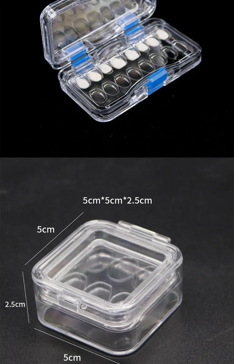Plastic Transparent Dental Box Denture Storage Box with Film Membrane Colorful Hinge for Crown and Bridges