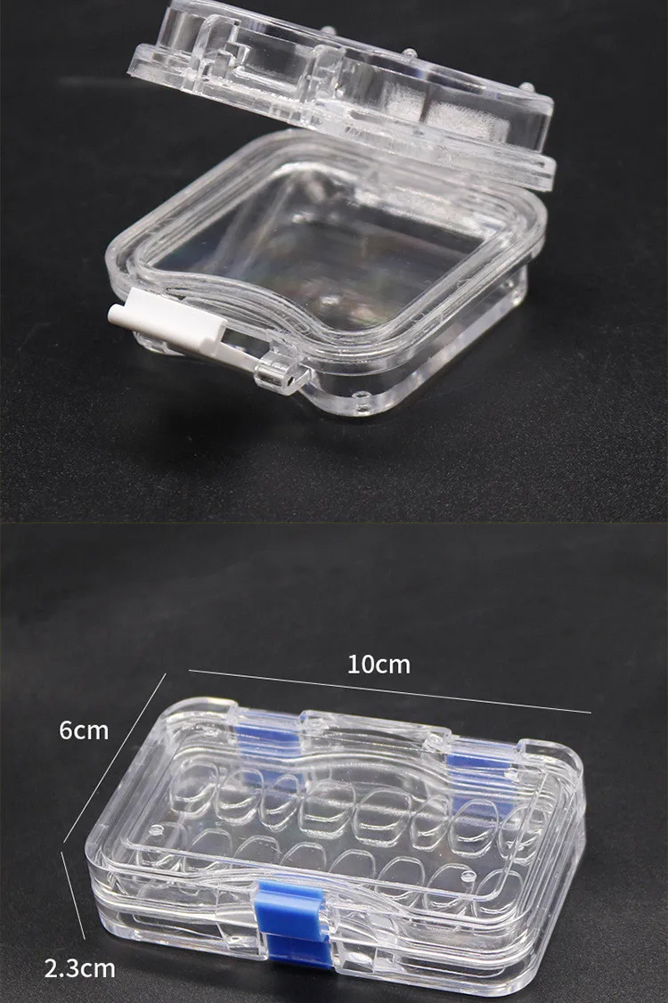 Plastic Transparent Dental Box Denture Storage Box with Film Membrane Colorful Hinge for Crown and Bridges