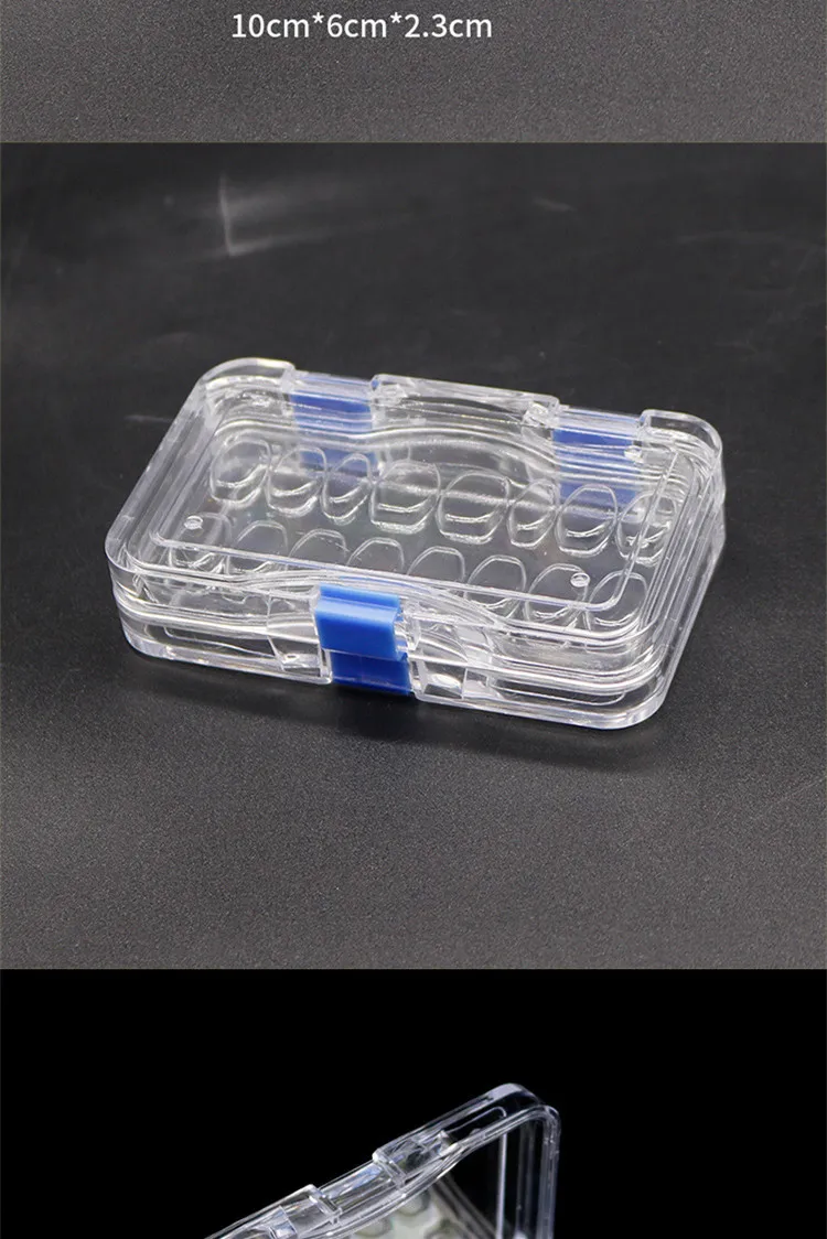 Plastic Transparent Dental Box Denture Storage Box with Film Membrane Colorful Hinge for Crown and Bridges