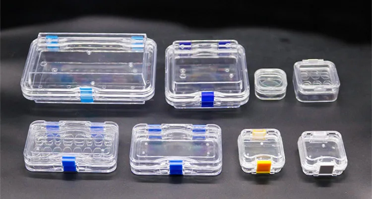 Plastic Transparent Dental Box Denture Storage Box with Film Membrane Colorful Hinge for Crown and Bridges
