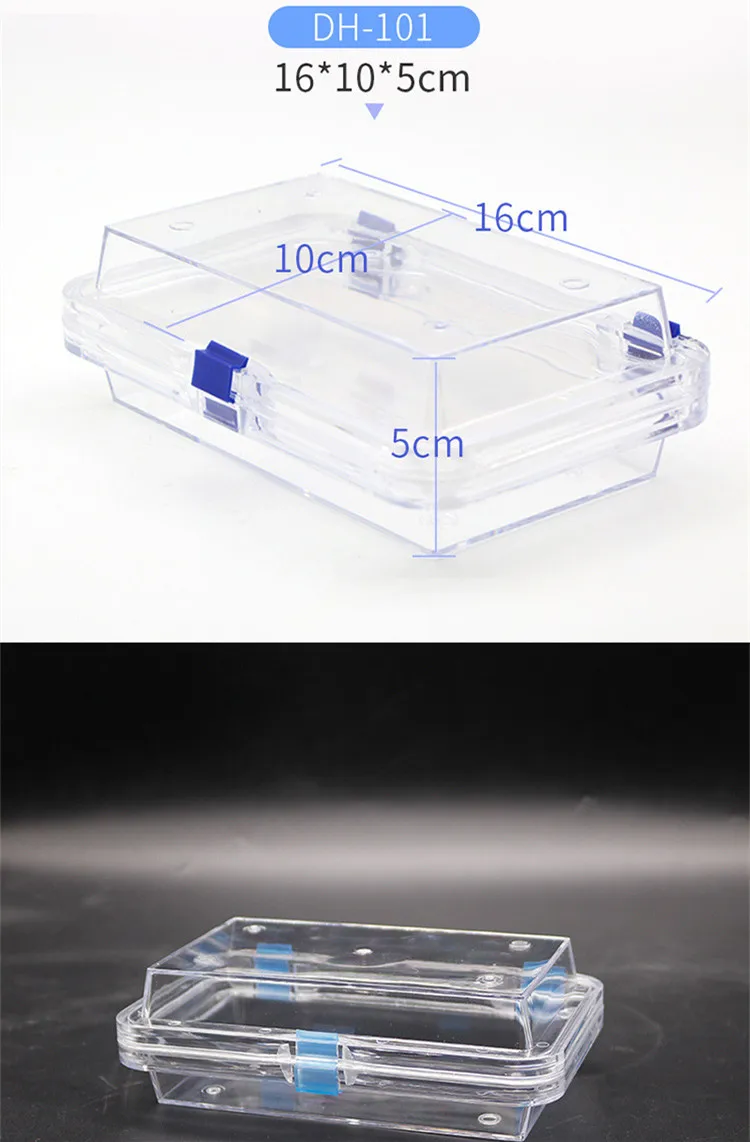 Plastic Transparent Dental Box Denture Storage Box with Film Membrane Colorful Hinge for Crown and Bridges