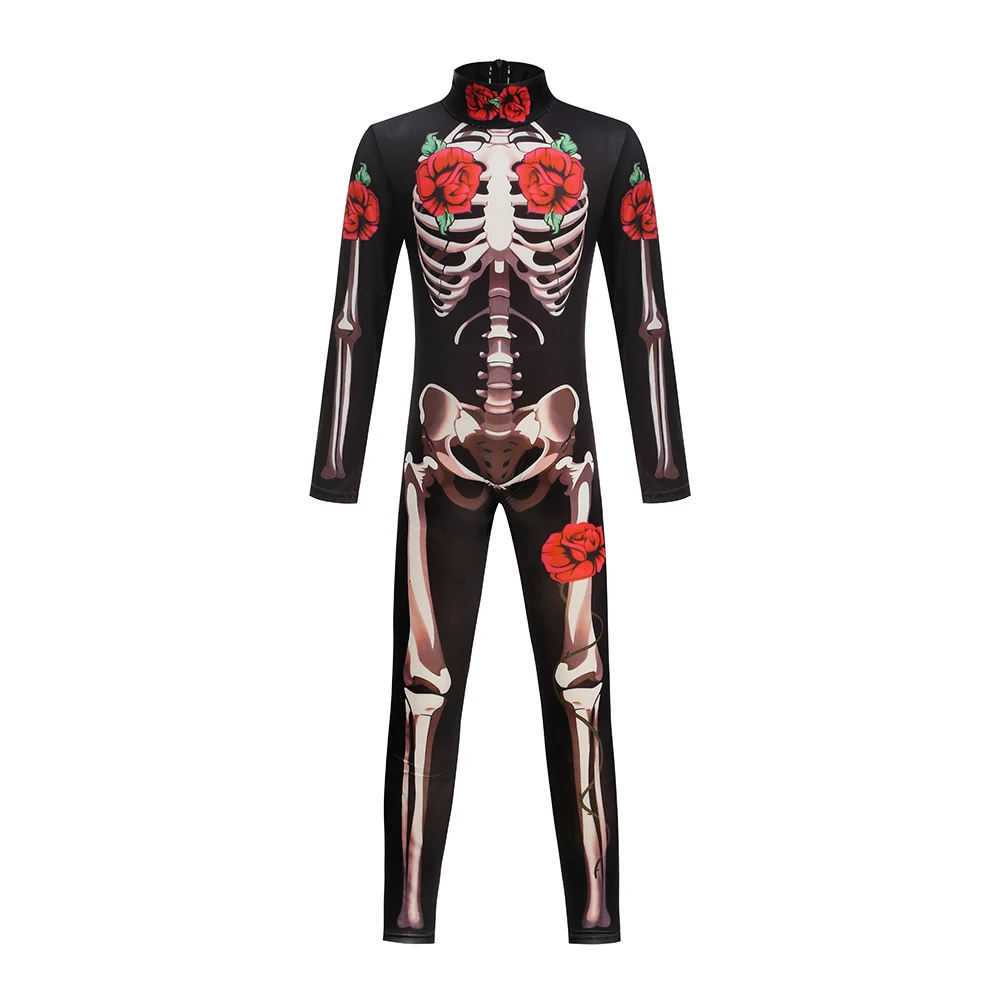Girls Halloween Cosplay Skeleton Jumpsuit Costume Ghost Bride Gothic Bodysuit Party Kids Vestidos Clothes