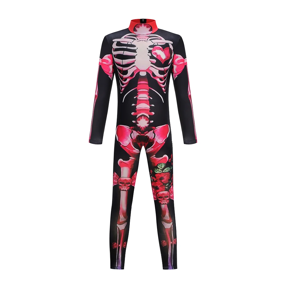 Girls Halloween Cosplay Skeleton Jumpsuit Costume Ghost Bride Gothic Bodysuit Party Kids Vestidos Clothes