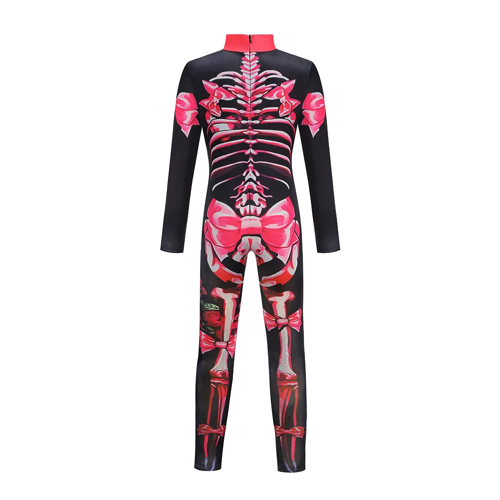 Skeleton Jumpsuit For Girls Halloween Cosplay Costume Ghost Bride Gothic Bodysuit Party Kids Vestidos Clothes