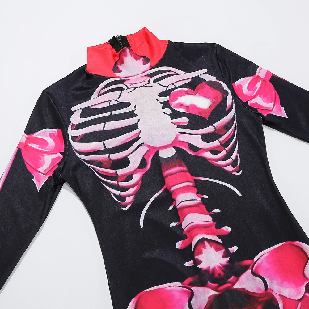 Skeleton Jumpsuit For Girls Halloween Cosplay Costume Ghost Bride Gothic Bodysuit Party Kids Vestidos Clothes
