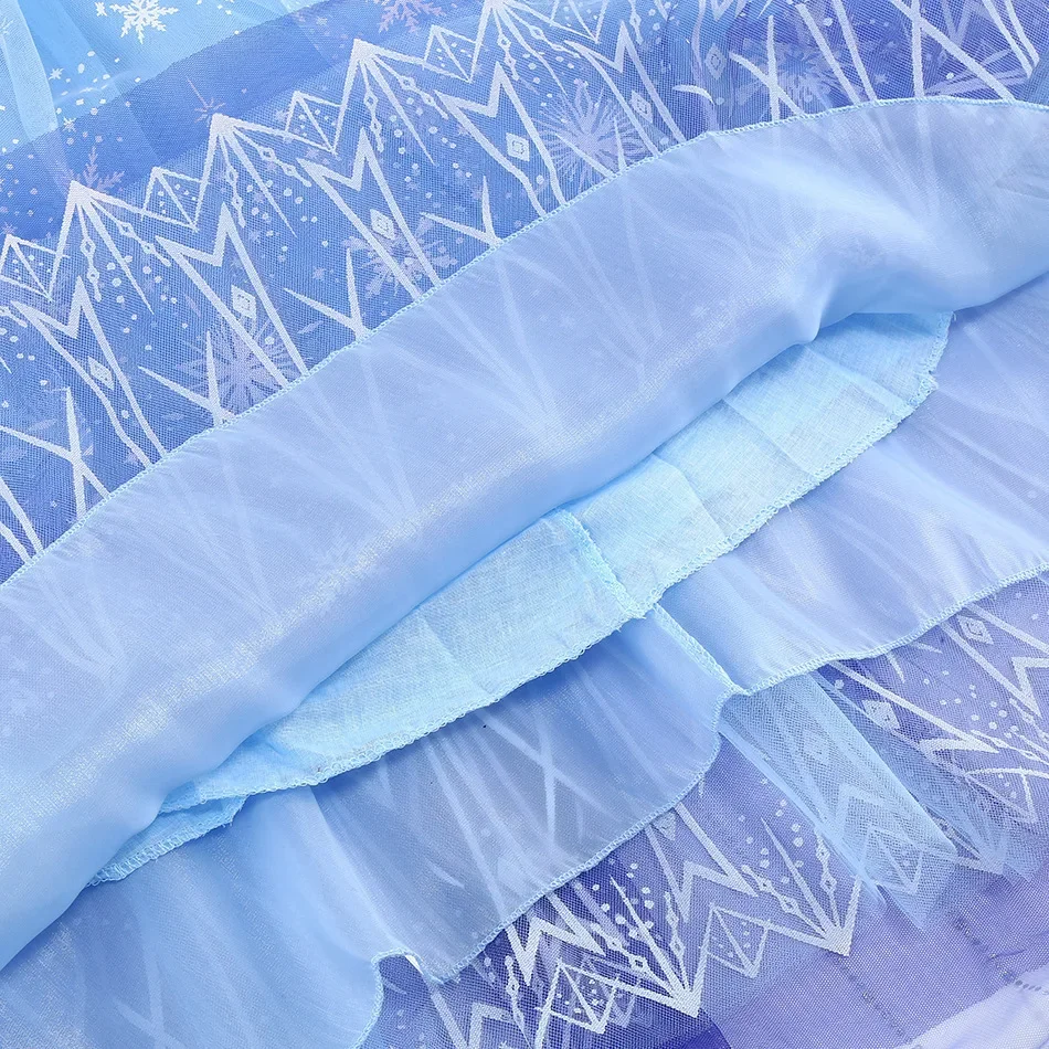 Kids Girls Ice Snow Princess Fancy Sequin Costume Dress Cape Full Accessory for Halloween Birthday Cosplay Theme Party Outfit