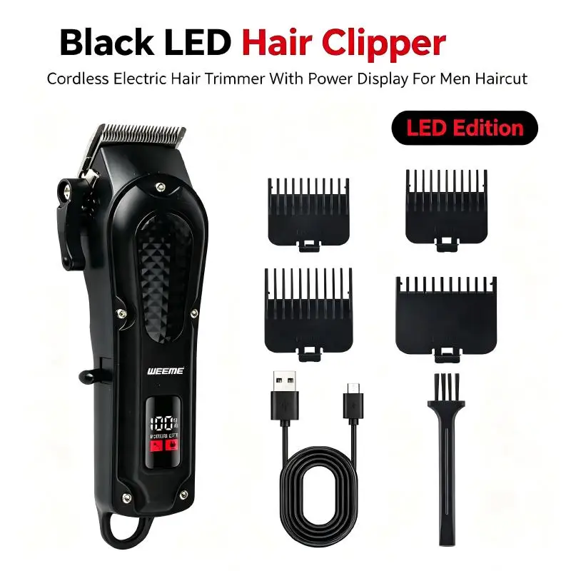Cordless Hair Cutting Machine Stainless Steel Blade Hair Clipper USB Charging Professional Barber Trimmer for Men Hairstyle