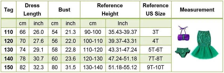 Girls Little Mermaid Costume Kids Birthday Halloween Princess Girl Dress Children Summer Ariel Party Clothes for Carnival 3-10T