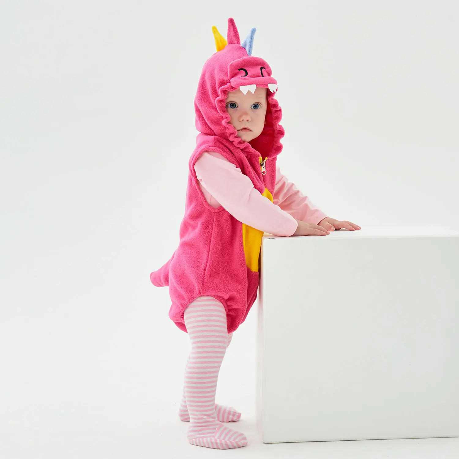 Baby Girl Pink Dinosaur Costume Infant Toddler Hoodie Bodysuit Short Romper Photography Halloween Fancy Dress 6M 12M 18M 24M